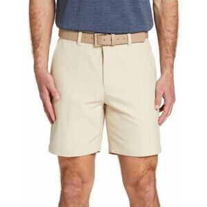 VRST Sz 36 Beige Long Drive Chino 7" Golf Shorts Flat Front Casual Preppy L16-16